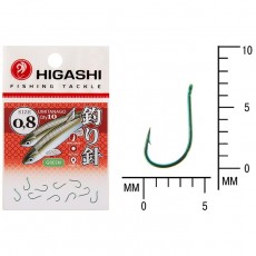 Крючок HIGASHI Umitanago ringed, крючок № 0.8, 10 шт., набор, зеленый, 03686