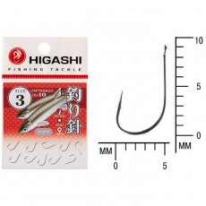 Крючок HIGASHI Umitanago ringed, № крючка 3, серебряный, 10 шт., набор, 03696