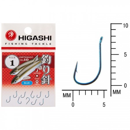 Крючок HIGASHI Umitanago ringed, крючок № 1, 10 шт., набор, голубой, 03691