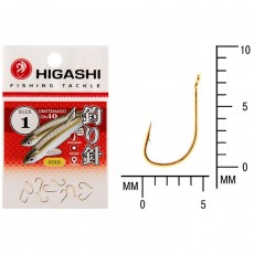 Крючок HIGASHI Umitanago ringed, крючок № 1, 10 шт., набор, золотой, 03692