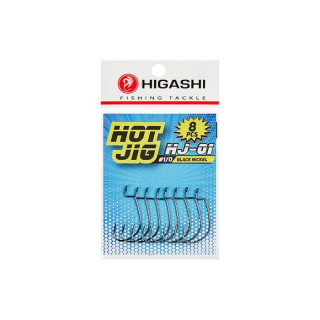 Офсетные крючки HIGASHI Hot Jig HJ-01, крючок № 1/0, черный никель, 8 шт., набор, 02047