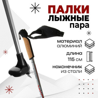 Палки лыжные алюминиевые Gekars Expert Plus, длина 115 см