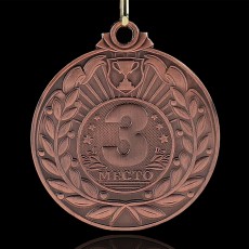 Медаль призовая, 3 место, бронза, d = 5 см
