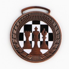 Медаль тематическая 191 "Шахматы", диам. 4.5 см, цвет брнз