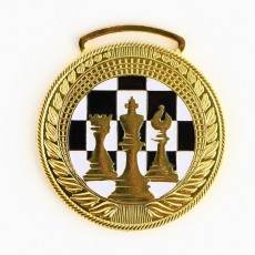 Медаль тематическая 191 "Шахматы", диам. 4.5 см, цвет зол
