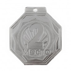 Медаль призовая «2 место», d = 5 см., цвет серебристый