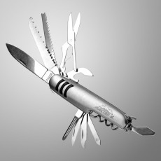 Нож швейцарский "Спасатель" 11в1, серебристый