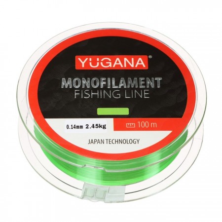 Леска монофильная YUGANA, диаметр 0.14 мм, 2.45 кг, 100 м, зелёная