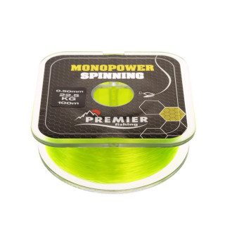 Леска Preмier fishing MONOPOWER SPINNING, диаметр 0.5 мм, тест 22.5 кг, 100 м, флуоресцентная желтая