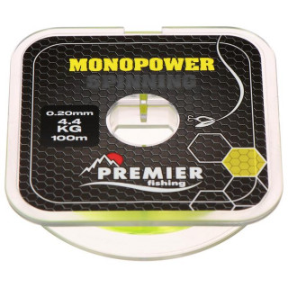 Леска Preмier fishing MONOPOWER Spinning, диаметр 0.2 мм, тест 4.4 кг, 100 м, флуоресцентная желтая