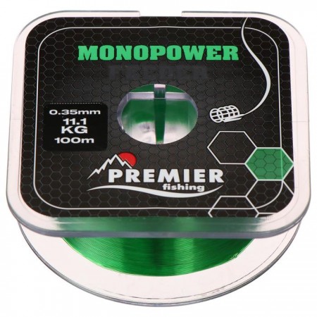 Леска Preмier fishing MONOPOWER Feeder, диаметр 0.35 мм, тест 11.1 кг, 100 м, зелёная