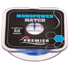 Леска Preмier fishing MONOPOWER мatch, диаметр 0.25 мм, тест 6.3 кг, 100 м, голубая