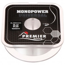 Леска Preмier fishing MONOPOWER Universal, диаметр 0.3 мм, тест 8 кг, 100 м, прозрачная