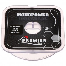Леска Preмier fishing MONOPOWER Universal, диаметр 0.16 мм, тест 2.8 кг, 100 м, прозрачная
