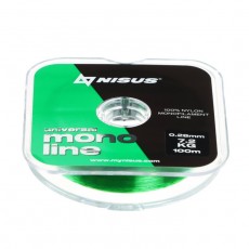 Леска NISUS MONOLINE, диаметр 0.28 мм, тест 7.2 кг, 100 м, зелёная