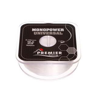 Леска Preмier fishing MONOPOWER Universal, диаметр 0.45 мм, тест 19.5 кг, 100 м, прозрачная