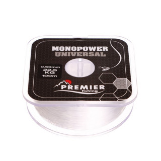 Леска Preмier fishing MONOPOWER Universal, диаметр 0.5 мм, тест 22.5 кг, 100 м, прозрачная