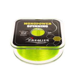 Леска Preмier fishing MONOPOWER SPINNING, диаметр 0.45 мм, тест 19.5 кг, 100 м, флуоресцентная желтая