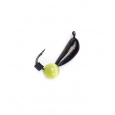 Мормышка вольфрам "Банан" спортивный с ушком, бисер желтый, кошачий глаз, вес 4 г, 040/Y