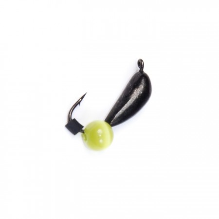 Мормышка вольфрам "Банан" спортивный с ушком, бисер желтый, кошачий глаз, вес 6 г, 030/Y