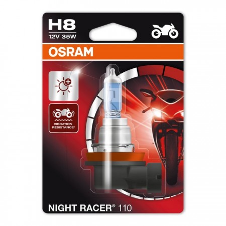 Лампа для мотоциклов Osram, 12 В, H8, 55 Вт, Night Racer, +110%, вибростойкая), 1 шт,