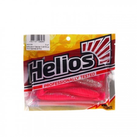 Виброхвост Helios Catcher Silver Sparkles & Pink, 9 см, 5 шт. (HS-2-035)