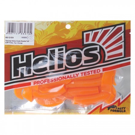 Твистер Helios Credo Double Tail Orange, 7.5 см, 7 шт. (HS-12-024)