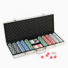 Покер в металлическом кейсе (2 колоды, фишки 500 шт с/номиналом, 5 кубиков), 20.5 х 56 см