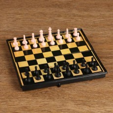 Настольная игра 3 в 1 "Атели": шашки, шахматы, нарды, доска 19 х 19 см
