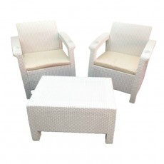 Комплект мебели Yalta Balcony Set: 2 кресла, столик, цвет белый, цвет подушки МИКС