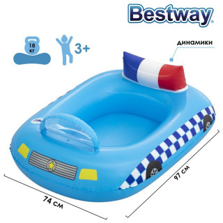 Лодочка надувная Funspeakers Police Car Baby Boat 97 x 74 см, со встроен. динамиком 34153