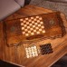 Нарды ручной работы "Узор 1", глубокая резка, с ручкой, 60х30 см, с шахматным полем, массив ореха, Армения