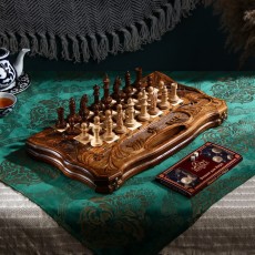 Шахматы-нарды ручной работы "Универсал", с ручкой, 60х33 см, массив