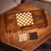 Нарды ручной работы "Узор 3", глубокая резка, с ручкой, 60х30 см, с шахматным полем, массив ореха, Армения
