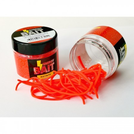 Искусственная насадка ENERGY BAIT «Мотыль», прямой, FLUO, L, 50 мм, 50 шт, цвет оранжевый