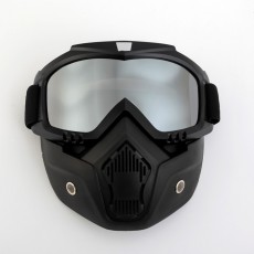 Очки-маска для езды на мототехнике, разборные, стекло хром, черные