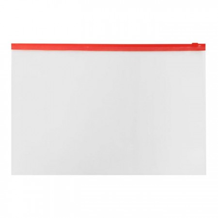Папка-конверт на ZIP-молнии A4, 150 мкм, Calligrata, прозрачная, красная молния