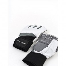 Перчатки для фитнеса мужские кожаные Q10, цвет чёрный/белый, размер XL