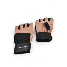 Перчатки для фитнеса мужские кожаные Q11, цвет чёрный/коричневый, цвет L