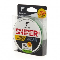 Леска плетёная Salmo Sniper BP ALL R BRAID х4 Grass Green 120 м, 0,11 мм