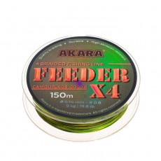 Шнур Akara Feeder X4 KMF, диаметр 0.14 мм, тест 9 кг, 150 м, КМФ