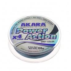 Шнур Akara Power Action X-4, диаметр 0.14 мм, тест 9 кг, 135 м, серый
