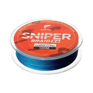 Шнур плетеный Salmo Sniper BRAID X4, диаметр 0.23 мм, тест 11.34 кг, 120 м, синий