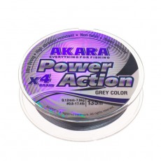 Шнур Akara Power Action X-4, диаметр 0.12 мм, тест 7.9 кг, 135 м, серый