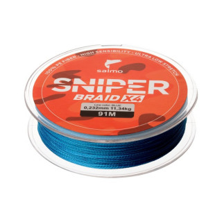 Шнур плетеный Salmo Sniper BRAID X4, диаметр 0.23 мм, тест 11.34 кг, 91 м, синий