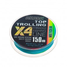 Шнур Akara Top Trolling X4, диаметр 0.2 мм, тест 15.1 кг, 150 м, мультиколор