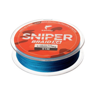 Шнур плетеный Salmo Sniper BRAID X4, диаметр 0.16 мм, тест 7.7 кг, 91 м, синий