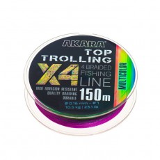 Шнур Akara Top Trolling X4, диаметр 0.16 мм, тест 10.5 кг, 150 м, мультиколор