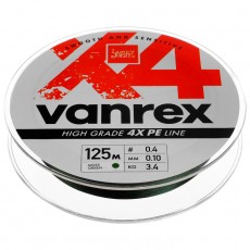 Шнур плетёный Lucky John Vanrex х4 BRAID Moss Green, диаметр 0.10 мм, тест 3.4 кг, 125 м