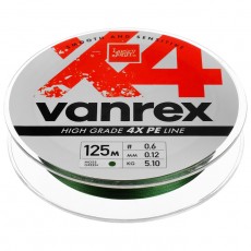 Шнур плетёный Lucky John Vanrex х4 BRAID Moss Green, диаметр 0.12 мм, тест 5.1 кг,125 м